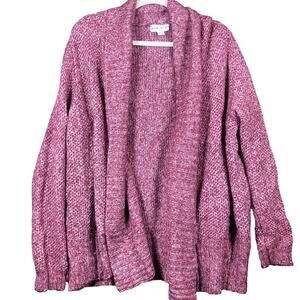 Ava & Viv Womens Sweater Burgundy Cardigan Open Front Cotton Wool Long Sleeve X